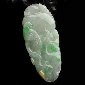 糯冰种淡黄加绿人生如意挂件