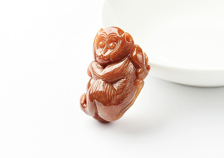 糯冰种红黄翡母子情深挂件(一对)