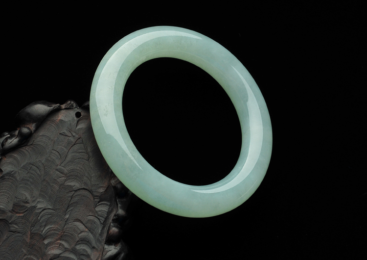 糯冰种晴水圆条手镯(55mm)