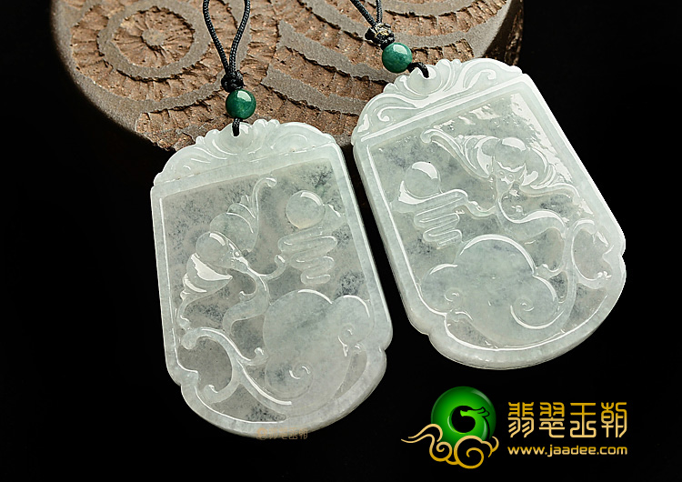 (超值推荐)冰种晴水略飘花龙凤牌挂件(一对)