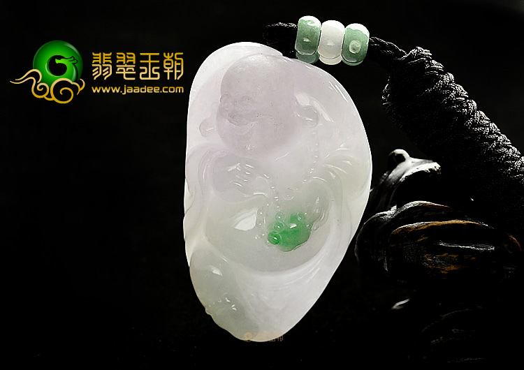 糯冰种春带彩玉佛挂件