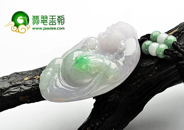 糯冰种春带彩玉佛挂件