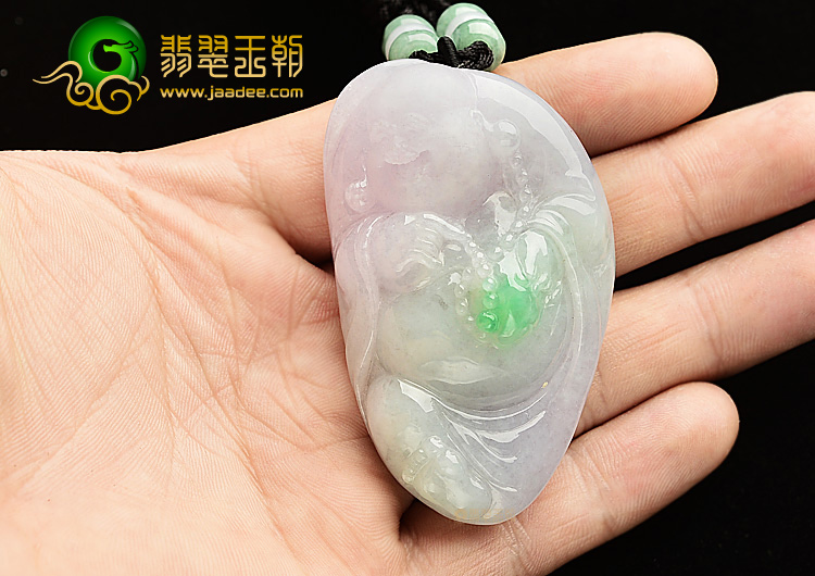 糯冰种春带彩玉佛挂件