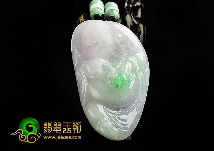 糯冰种春带彩玉佛挂件