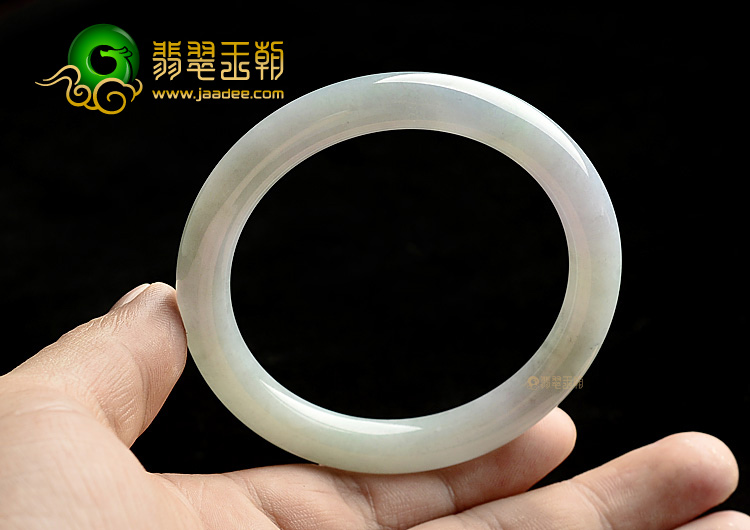 糯冰种淡紫罗兰圆条手镯(53.5mm)