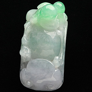 糯冰种淡春带彩如意挂件