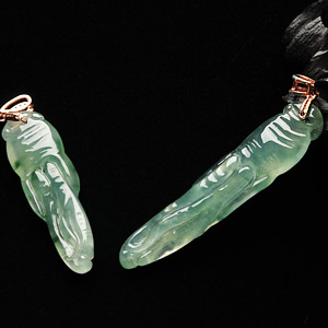 冰种飘花人生如意挂件（一对）