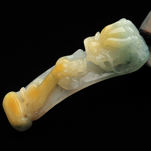 糯冰种黄翡飘花望子成龙挂件
