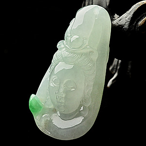 糯冰种略飘翠观音头挂件