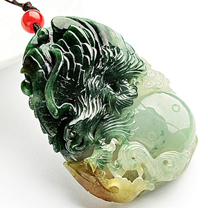 糯冰种飘花略带黄翡大展宏图挂件