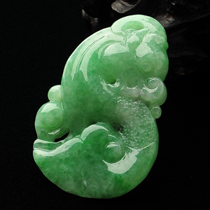 糯冰种豆色龙行如意挂件