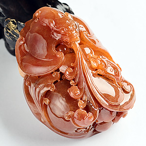 糯冰种红翡往事如意手玩件