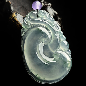 冰玻种飘花如意挂件