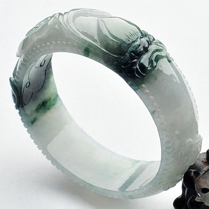 糯冰种飘花雕花手镯(54.1mm)