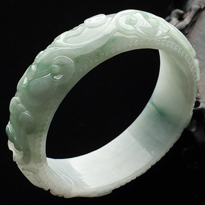 糯冰种飘花雕花手镯(56.2mm)