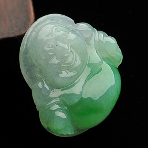 糯冰种飘翠玉佛挂件