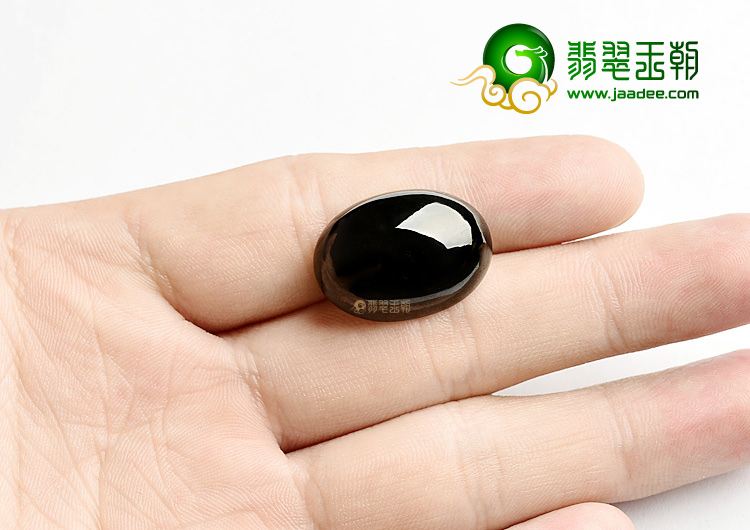 玻璃种墨翠戒面