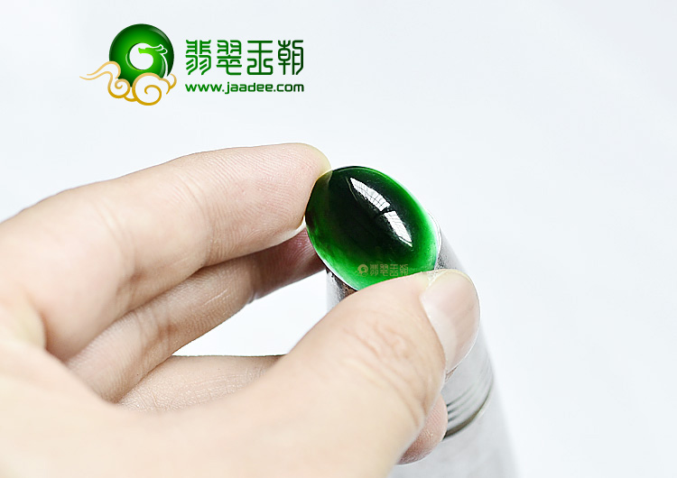 玻璃种墨翠戒面