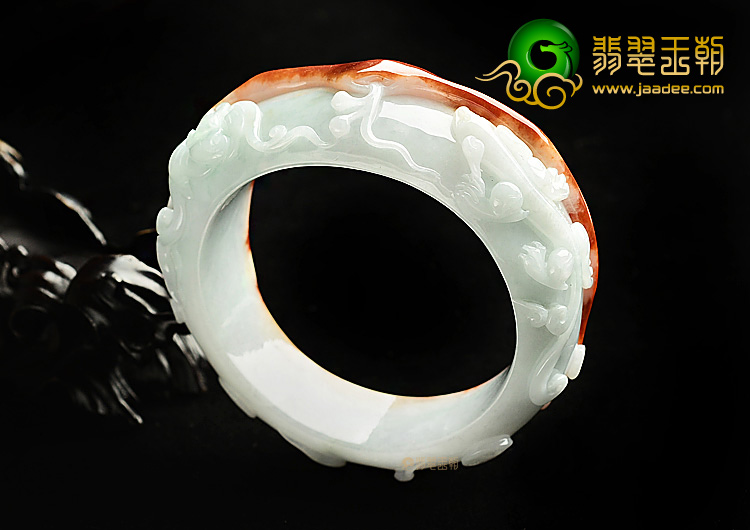 糯冰种红翡螭龙雕花贵妃镯(58.3mm-57mm)