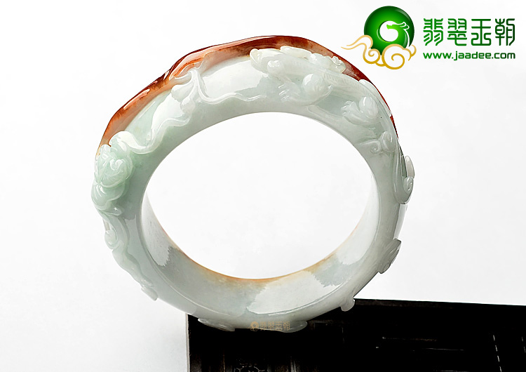 糯冰种红翡螭龙雕花贵妃镯(58.3mm-57mm)