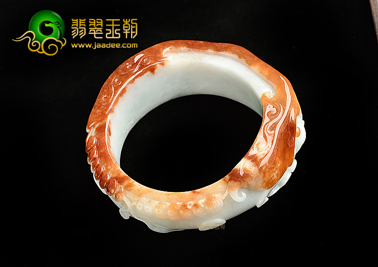 糯冰种红翡螭龙雕花贵妃镯(58.3mm-57mm)