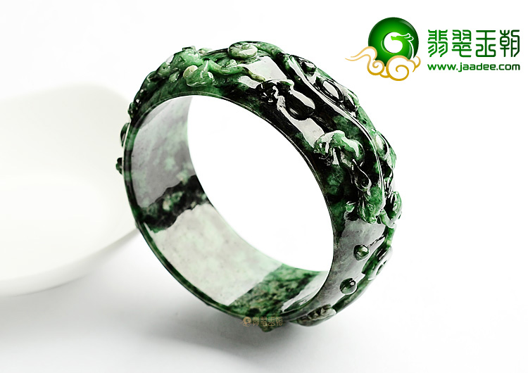 糯冰种廯加绿螭龙手镯(61.2mm)