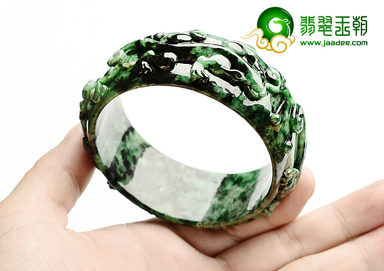 糯冰种廯加绿螭龙手镯(61.2mm)