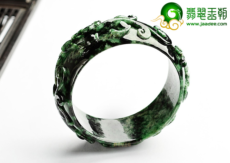 糯冰种廯加绿螭龙手镯(61.2mm)