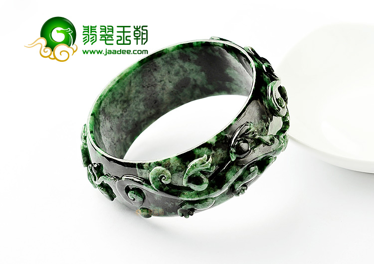 糯冰种廯加绿螭龙手镯(61.2mm)