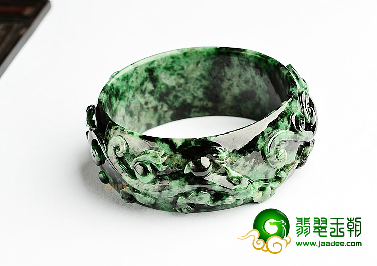 糯冰种廯加绿螭龙手镯(61.2mm)