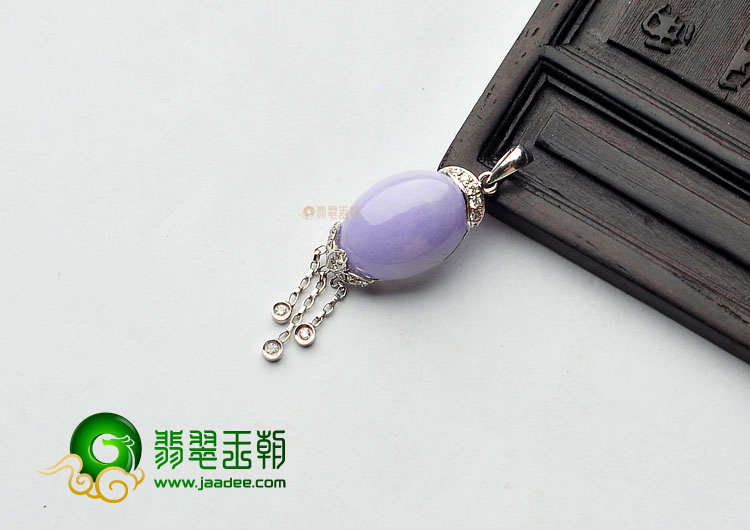 糯冰种紫罗兰镶白金胸坠(真钻)