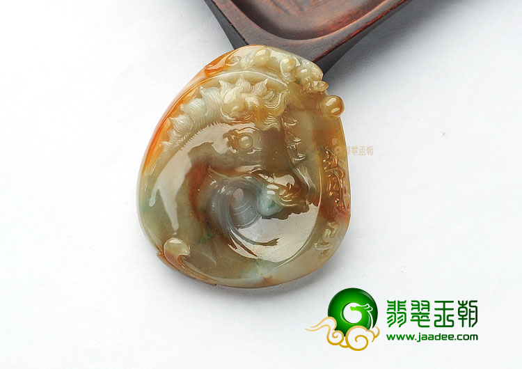 (超值推荐)糯冰种褐黄翡龙马精神挂件