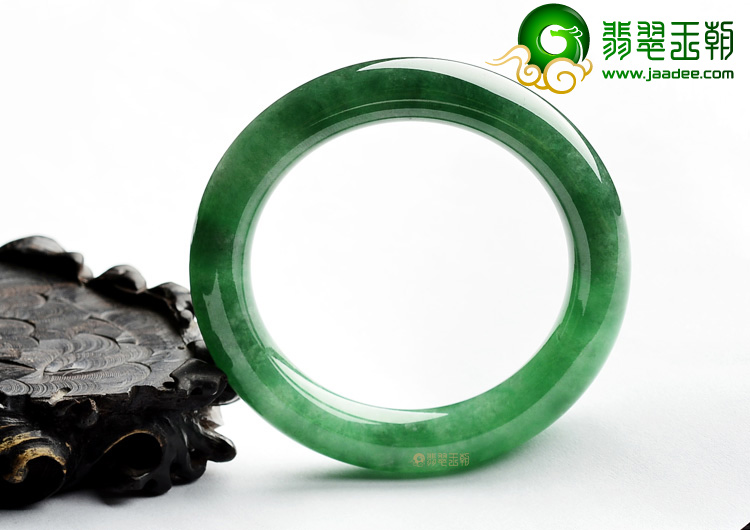 糯冰种阳绿圆条手镯(55mm)
