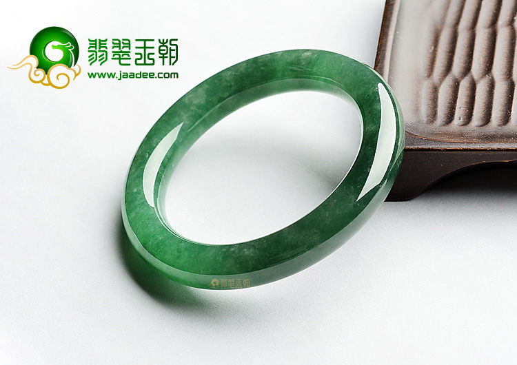 糯冰种阳绿圆条手镯(55mm)