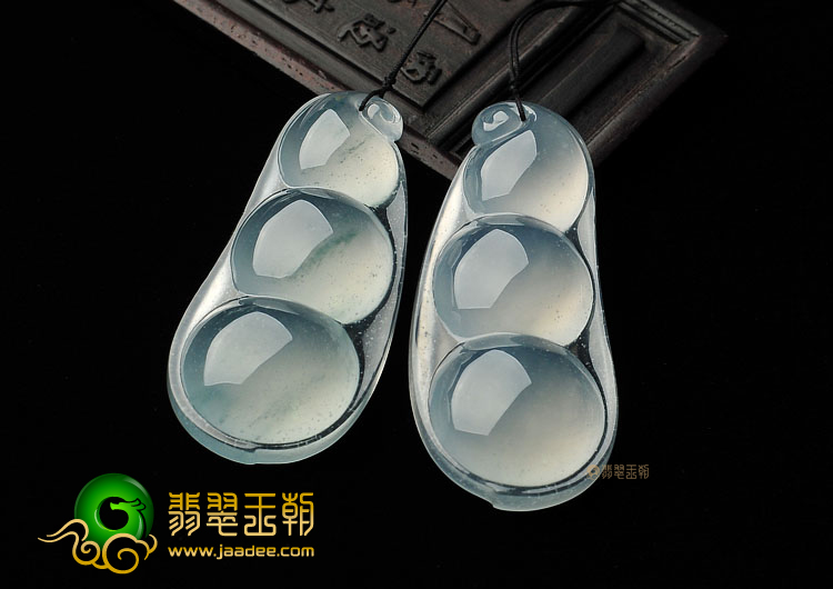 (超值推荐)冰玻种飘花/无色四季豆(一对)
