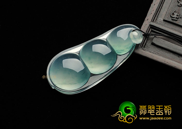 (超值推荐)玻璃种强莹光飘花四季豆挂件