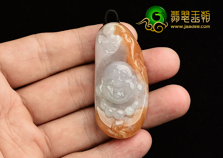 糯冰种红黄翡玉佛挂件
