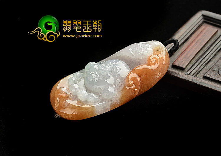 糯冰种红黄翡玉佛挂件