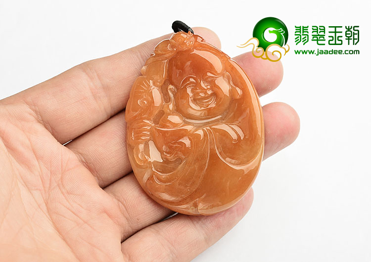 糯冰种红黄翡纳福挂件