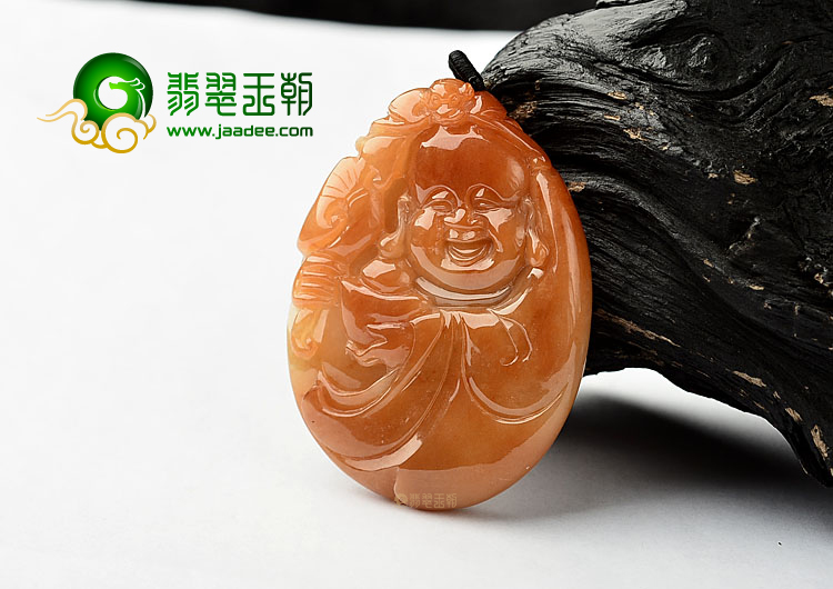 糯冰种红黄翡纳福挂件