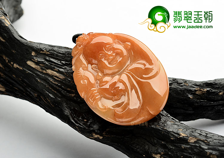 糯冰种红黄翡纳福挂件