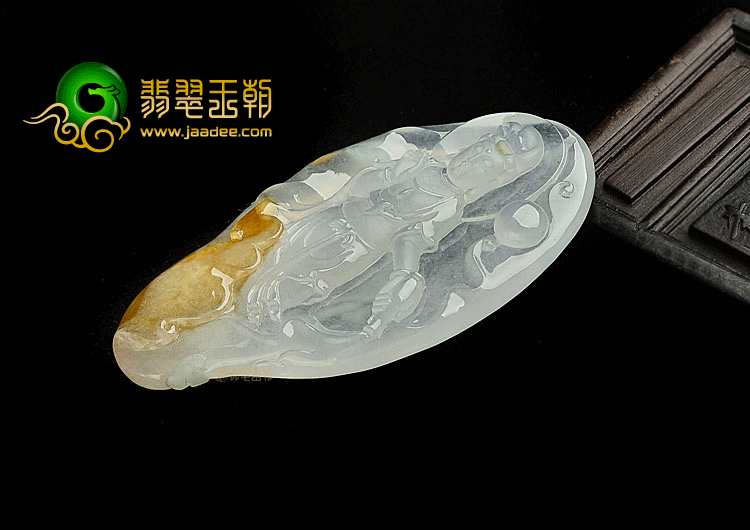 冰种褐黄翡站观音挂件