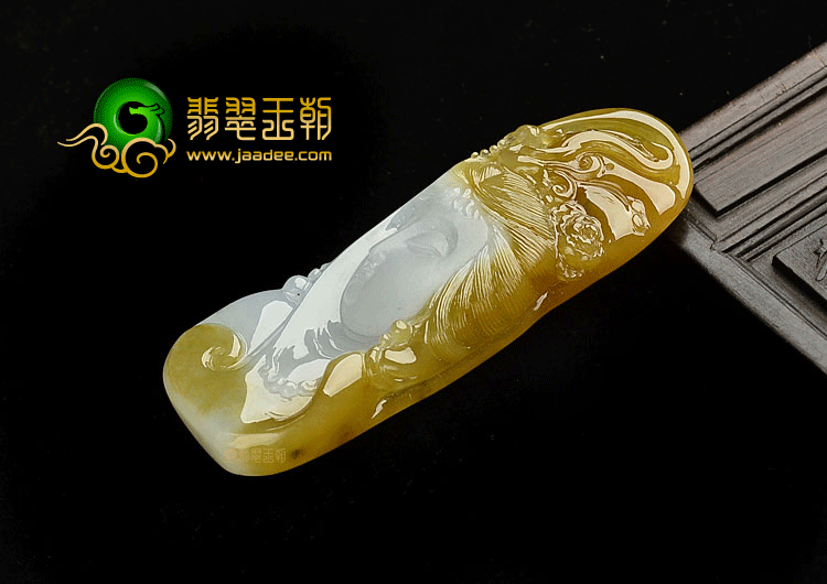 冰种褐黄翡美女头挂件