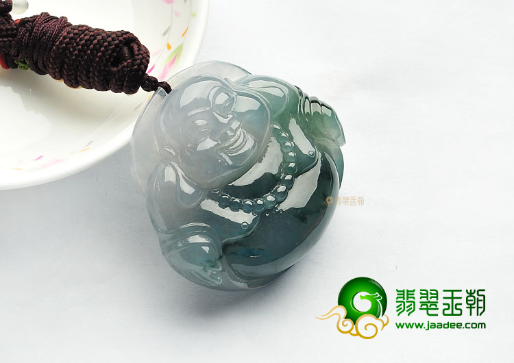 冰种蓝晴水飘花玉佛挂件