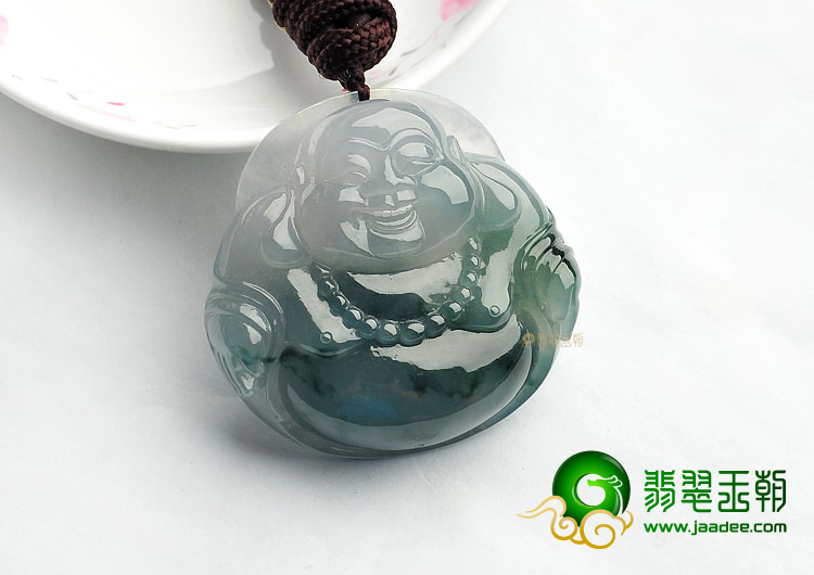 冰种蓝晴水飘花玉佛挂件