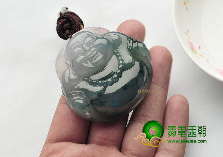冰种蓝晴水飘花玉佛挂件