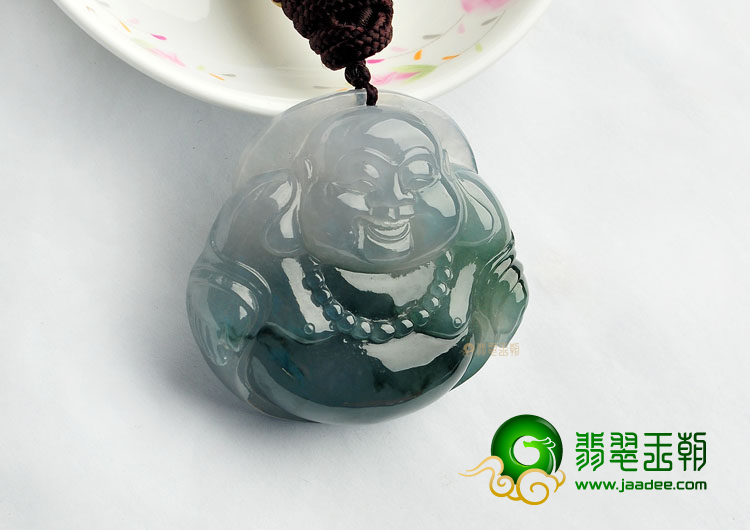 冰种蓝晴水飘花玉佛挂件
