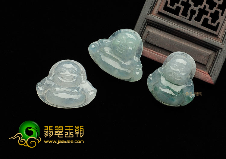 冰种晴水/飘花玉佛挂件(三件一批走)