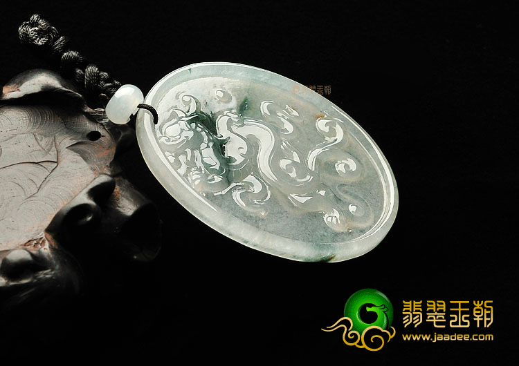 (超值推荐)冰种晴水飘花龙凤牌挂件