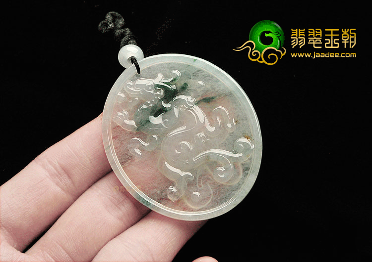 (超值推荐)冰种晴水飘花龙凤牌挂件
